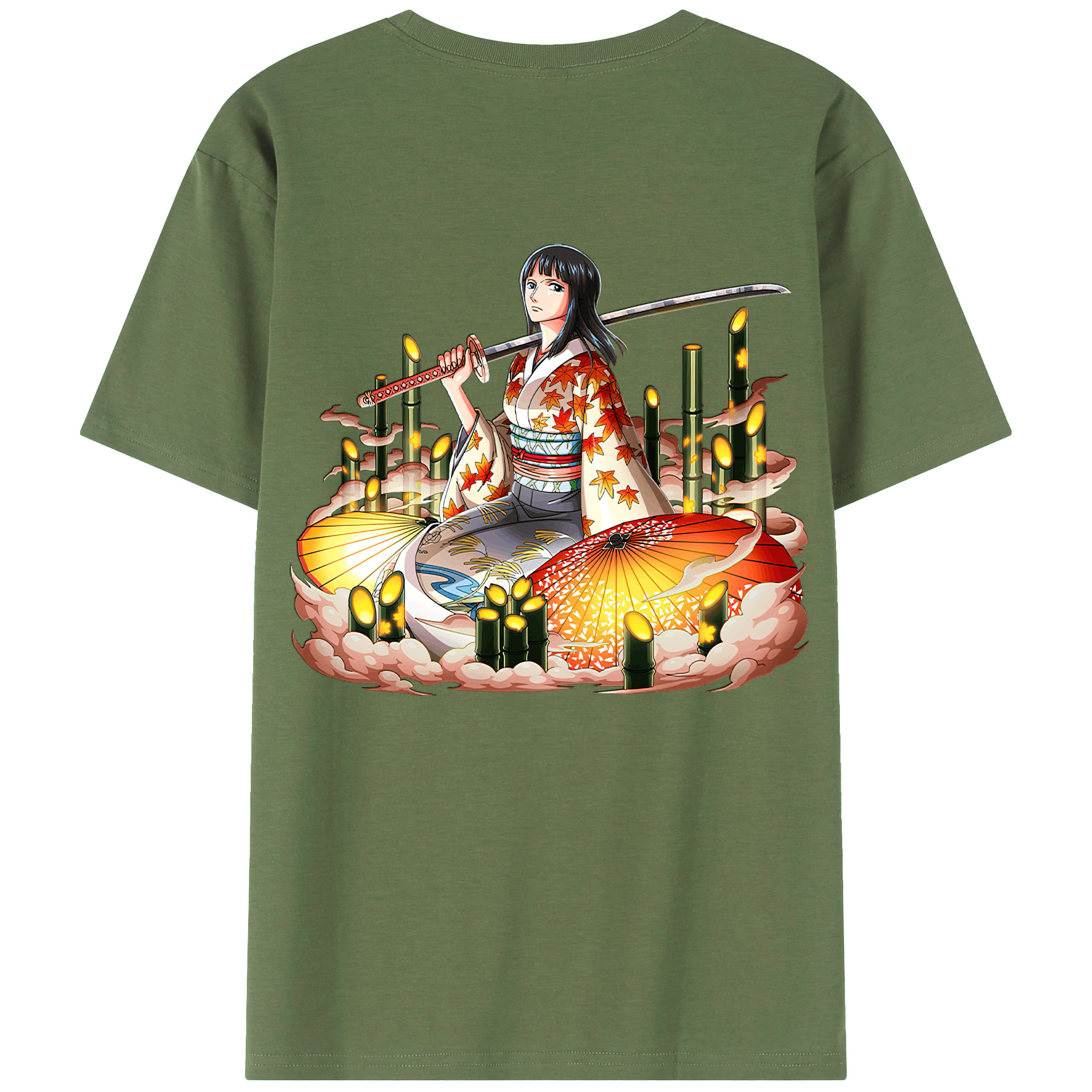 ワンピース ニコ・ロビン ONE PIECE Nico Robin 綿100％ メンズ半袖Tシャツ（バックプリント） 通気性